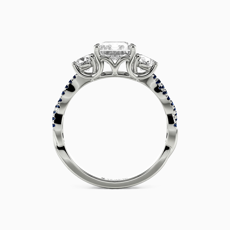 "Together Through All Time" Emerald Cut Three Stone Engagement Ring