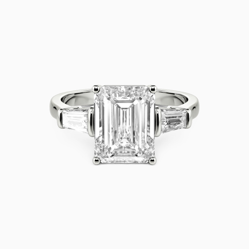 "Faithfully Yours" Emerald Cut Three Stone Engagement Ring