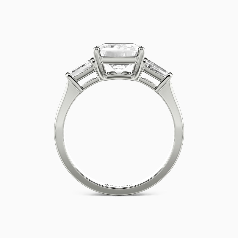 "Faithfully Yours" Emerald Cut Three Stone Engagement Ring