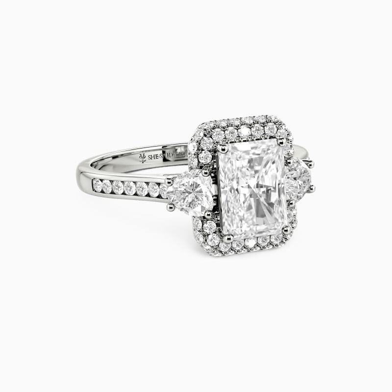 "Charm of My Affection" Radiant Cut Three Stone Engagement Ring