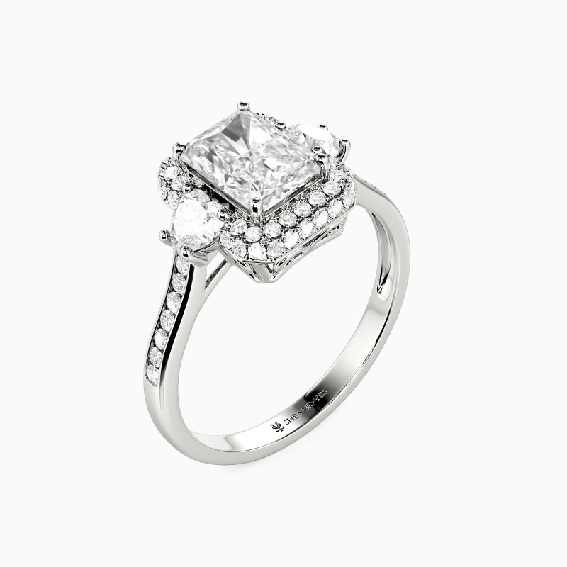 "Charm of My Affection" Radiant Cut Three Stone Engagement Ring