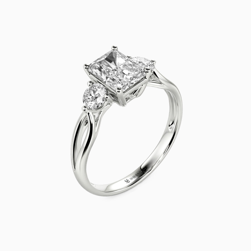 "You Are My Only Need" Emerald Cut Three Stone Engagement Ring