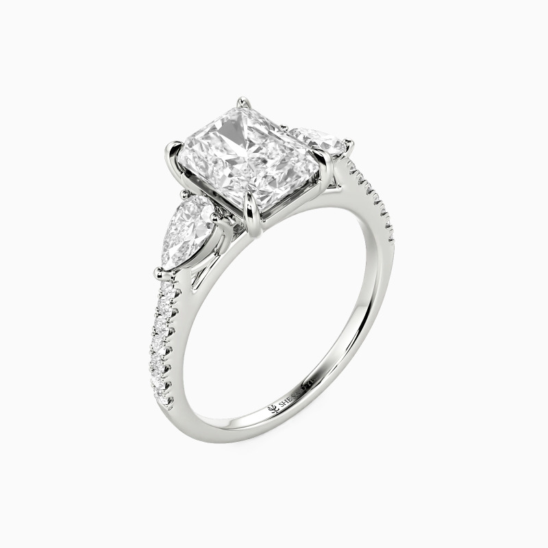 "Eternelle" Radiant Cut Three Stone Engagement Ring