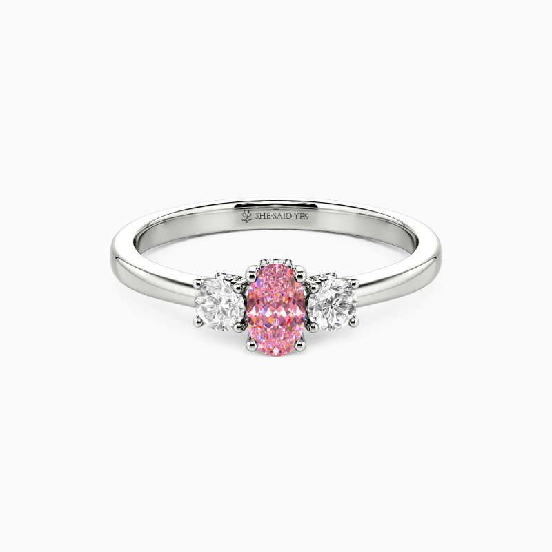 "Secret Keeper" Oval Cut Three Stone Engagement Ring