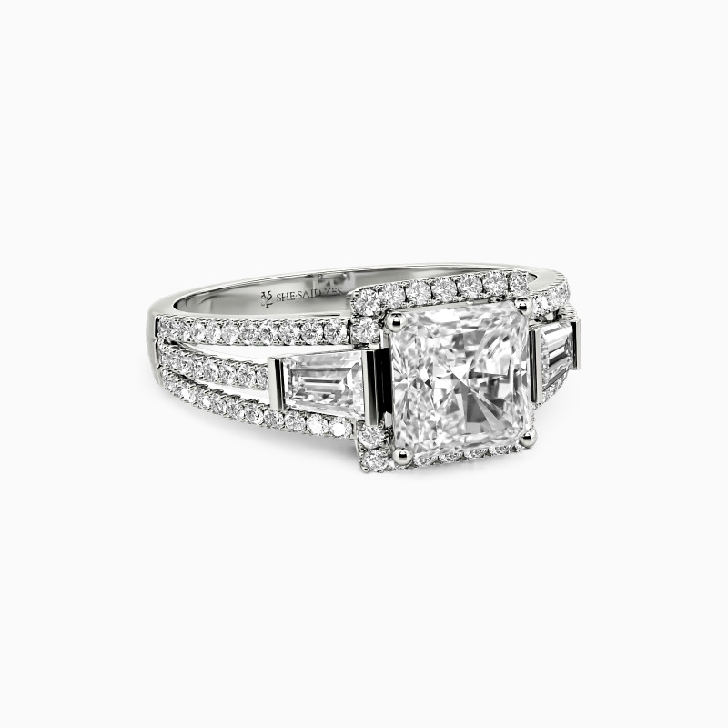 "My Forevermark" Radiant Cut Three Stone Engagement Ring