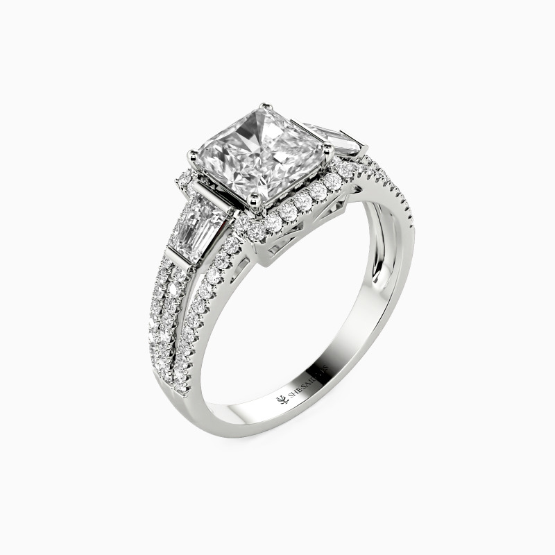 "My Forevermark" Radiant Cut Three Stone Engagement Ring