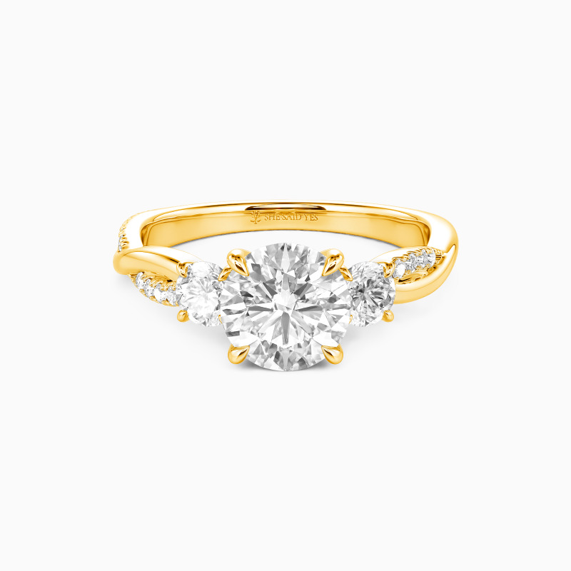 "Then, Now, Always" Round Cut Three Stone Engagement Ring