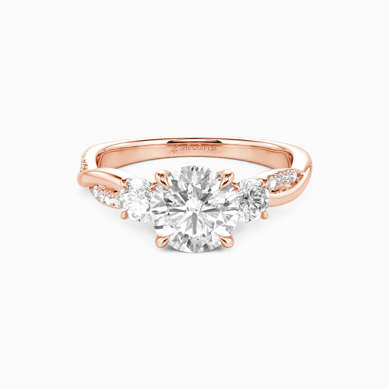 "Then, Now, Always" Round Cut Three Stone Engagement Ring