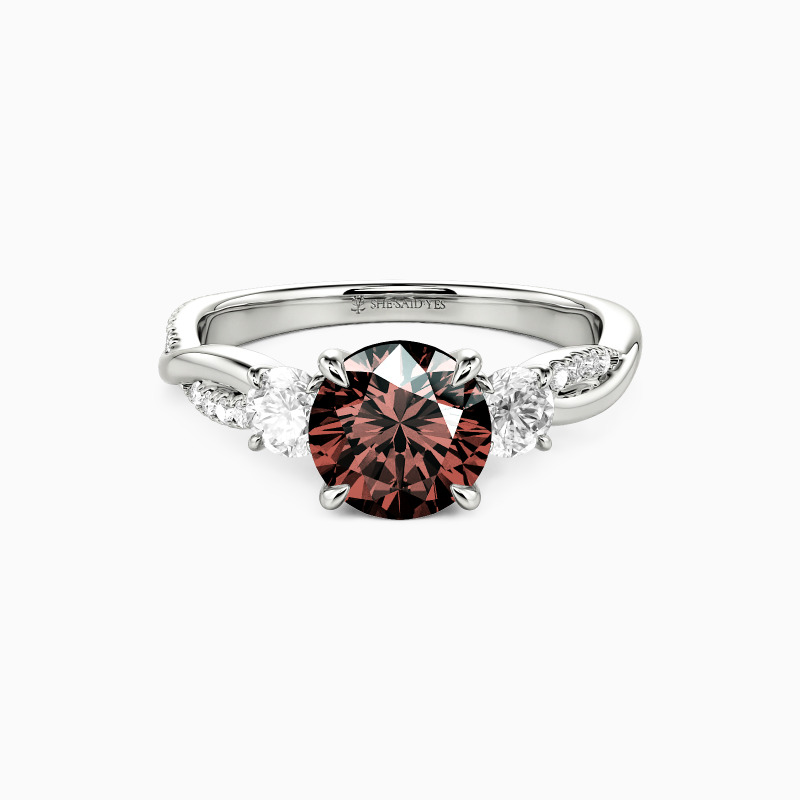 「輝く笑顔」婚約指輪 ラウンド 1.0ct スリーストーン Pt950