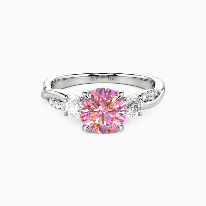 "Then, Now, Always" Round Cut Three Stone Engagement Ring