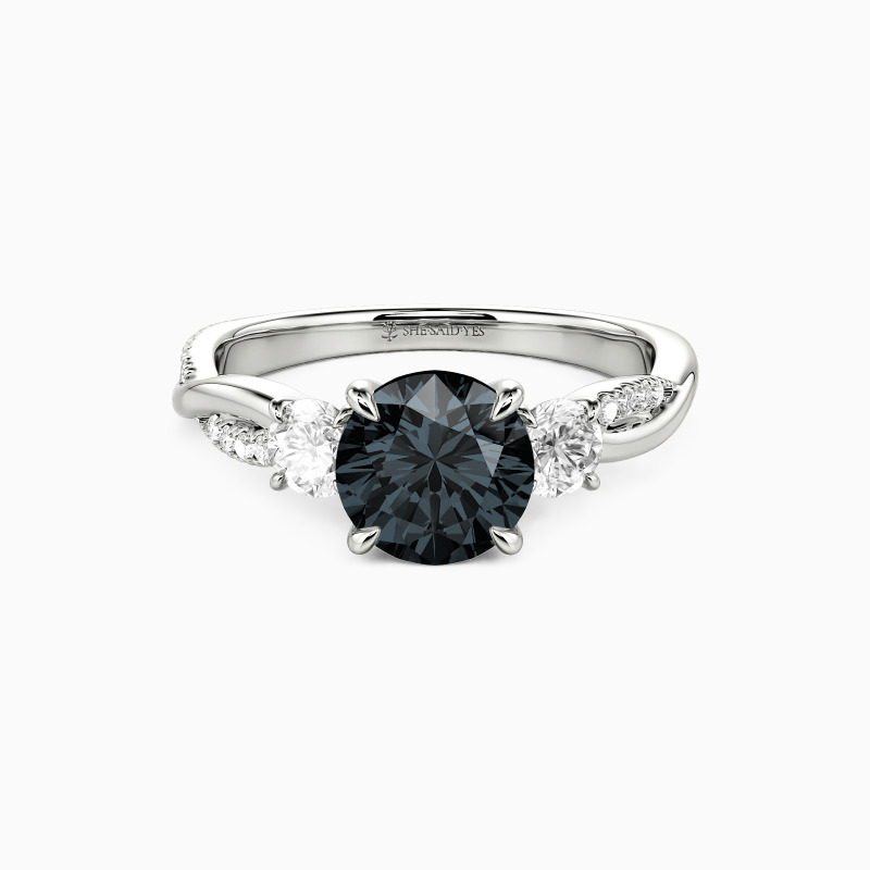 "Then, Now, Always" Round Cut Three Stone Engagement Ring