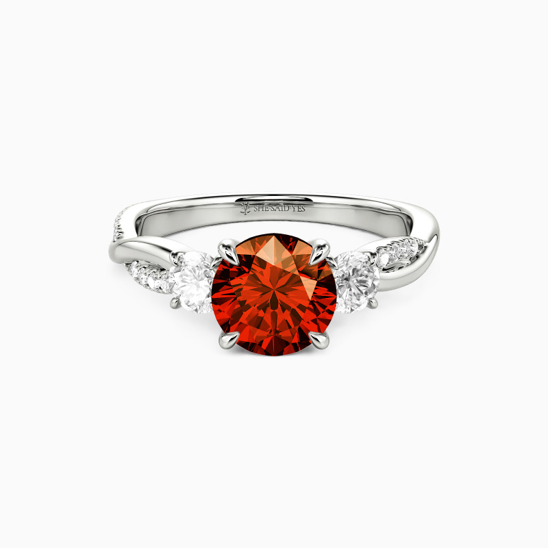 "Then, Now, Always" Round Cut Three Stone Engagement Ring