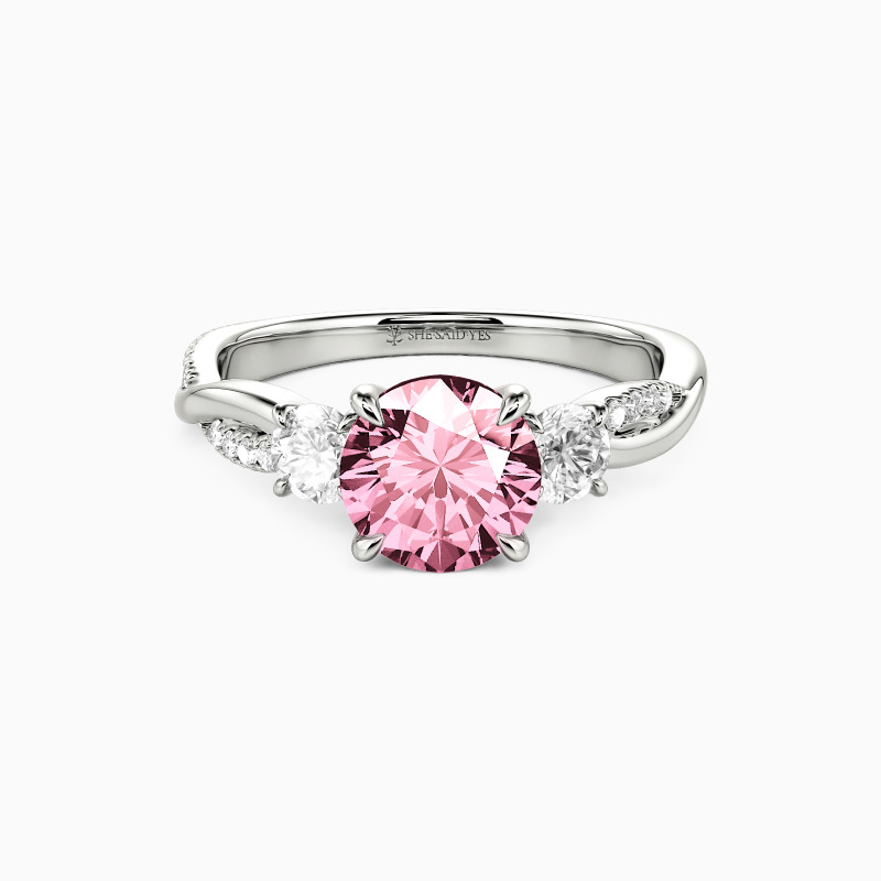 "Then, Now, Always" Round Cut Three Stone Engagement Ring