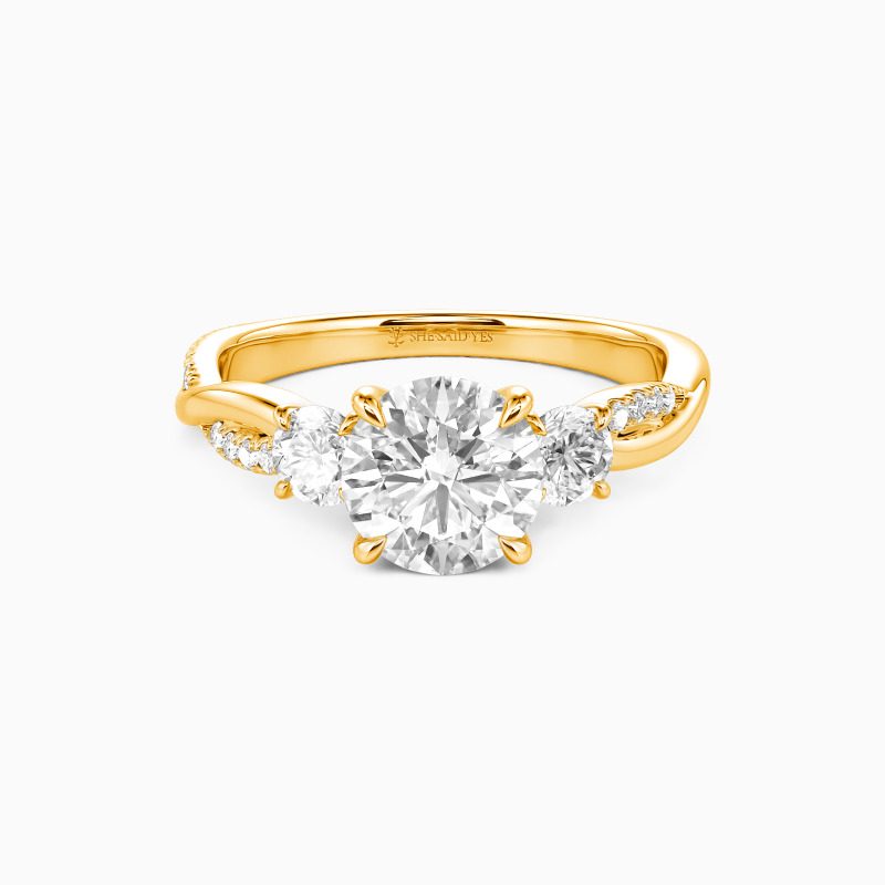 "Then, Now, Always" Round Cut Three Stone Engagement Ring
