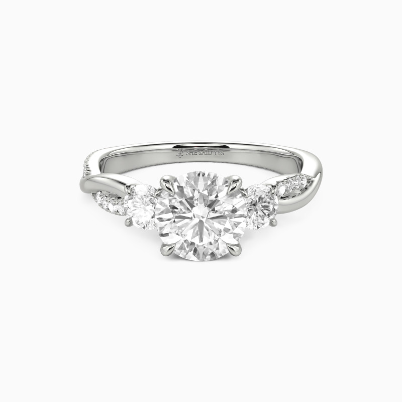 "Then, Now, Always" Round Cut Three Stone Engagement Ring