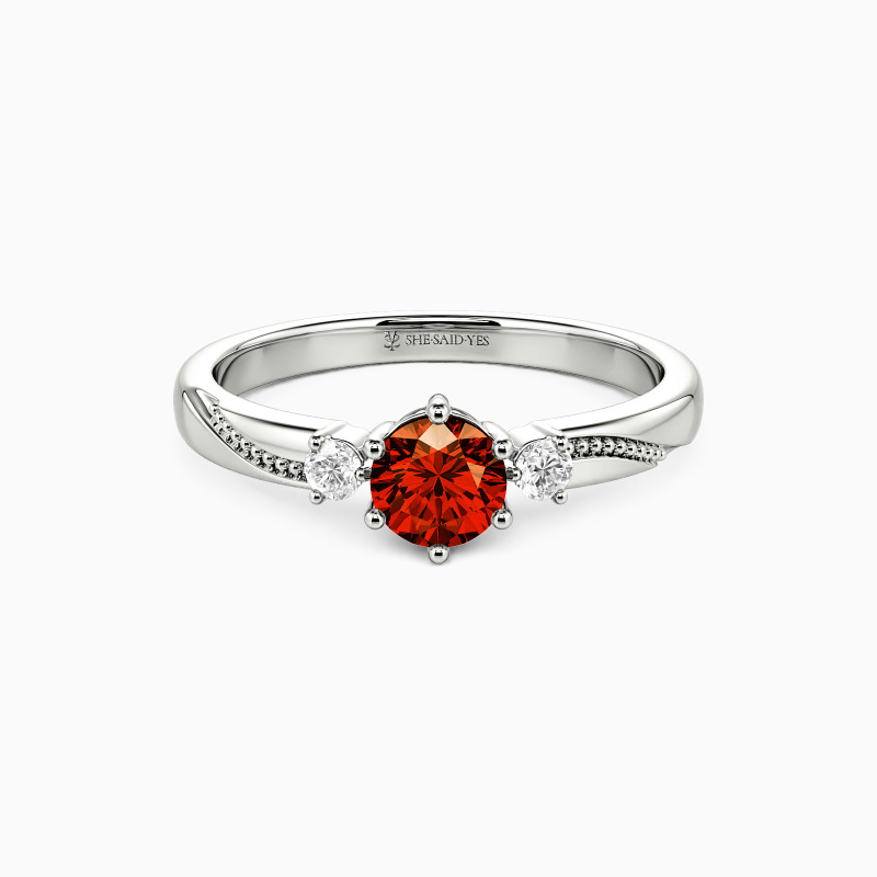 「素直な心」0.4ct ダイヤ 指輪 ラウンドカット ミルグレイン スリーストーン 婚約指輪