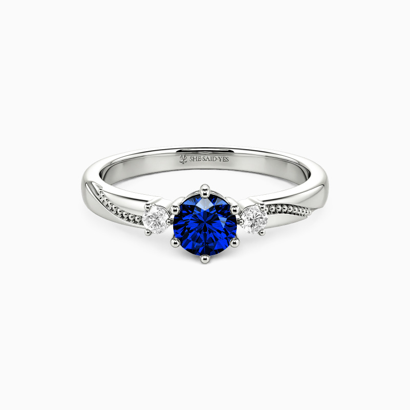 「素直な心」0.4ct ダイヤ 指輪 ラウンドカット ミルグレイン スリーストーン 婚約指輪