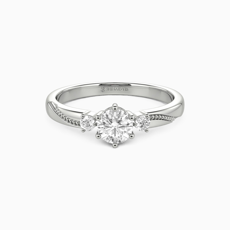 「素直な心」0.4ct ラウンドブリリアントカット スリーストーン 婚約指輪