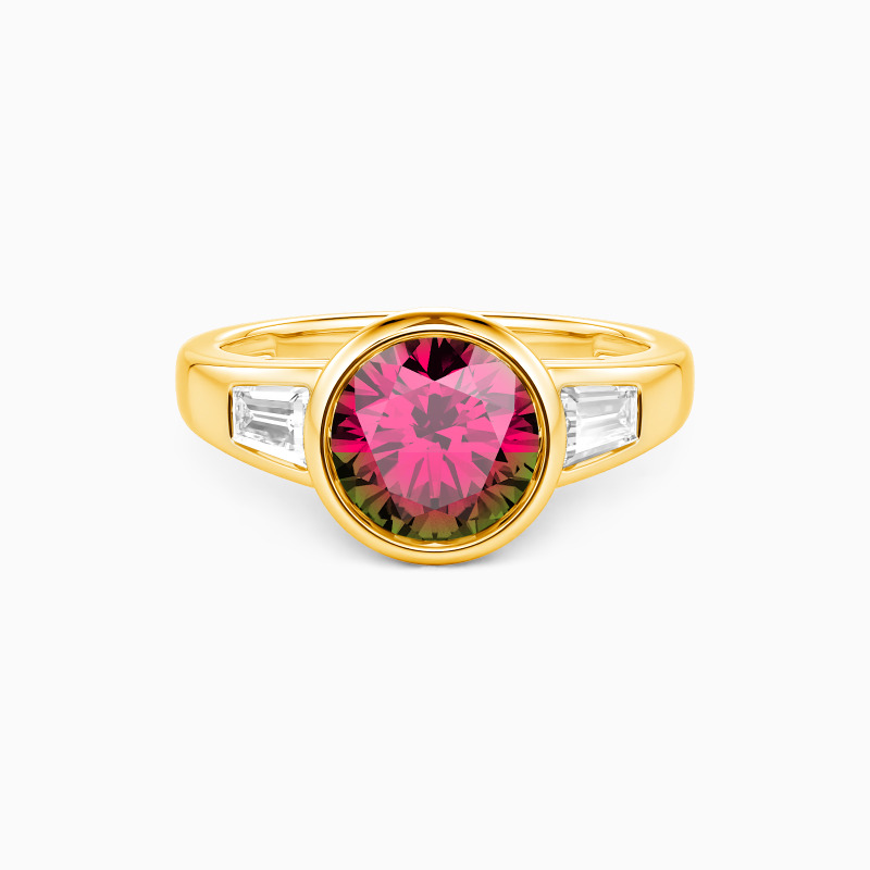 "All Our Eternities" Round Cut Three Stone Engagement Ring