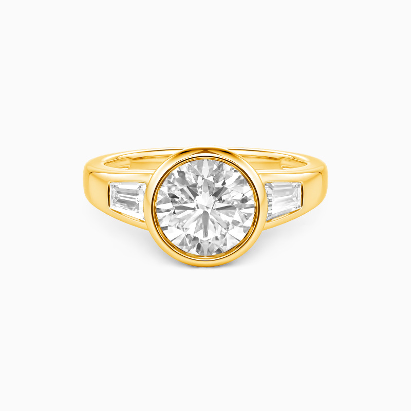 "All Our Eternities" Round Cut Three Stone Engagement Ring