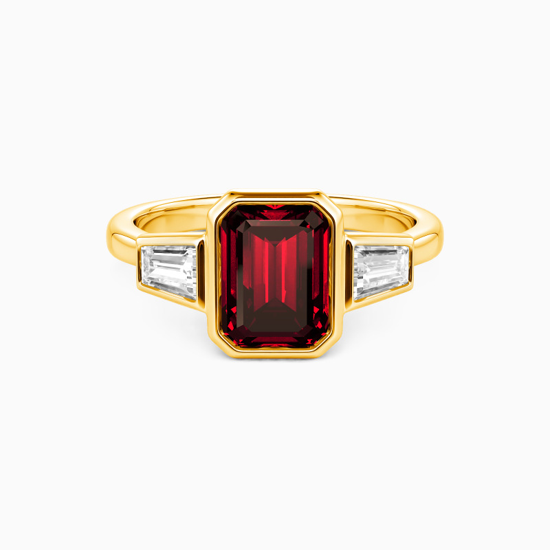 "The Unspoken Vow" Emerald Cut Three Stone Engagement Ring