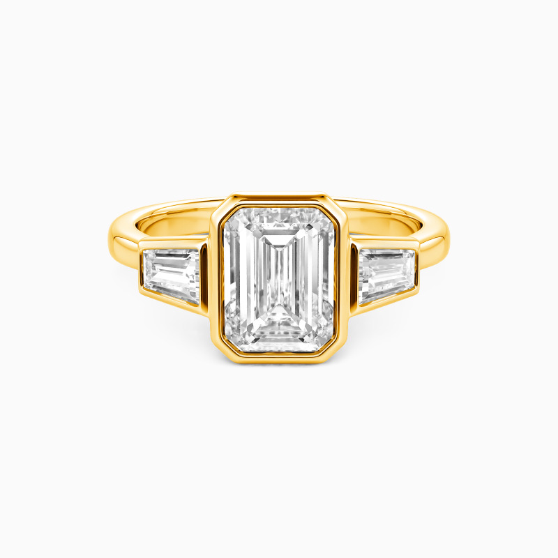 "The Unspoken Vow" Emerald Cut Three Stone Engagement Ring