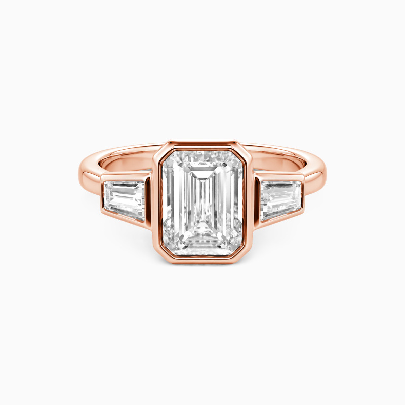 "The Unspoken Vow" Emerald Cut Three Stone Engagement Ring