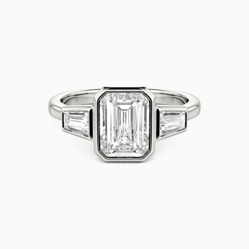 "The Unspoken Vow" Emerald Cut Three Stone Engagement Ring