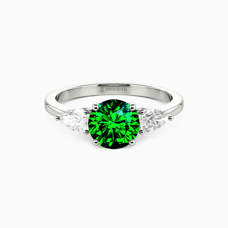 "The Beginning" Round Cut Three Stone Engagement Ring