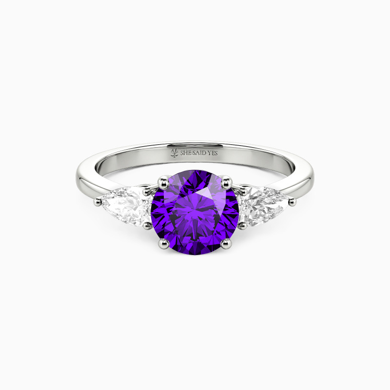 "The Beginning" Round Cut Three Stone Engagement Ring