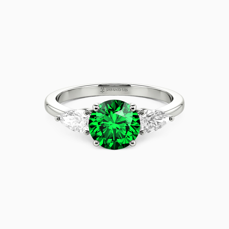 "The Beginning" Round Cut Three Stone Engagement Ring