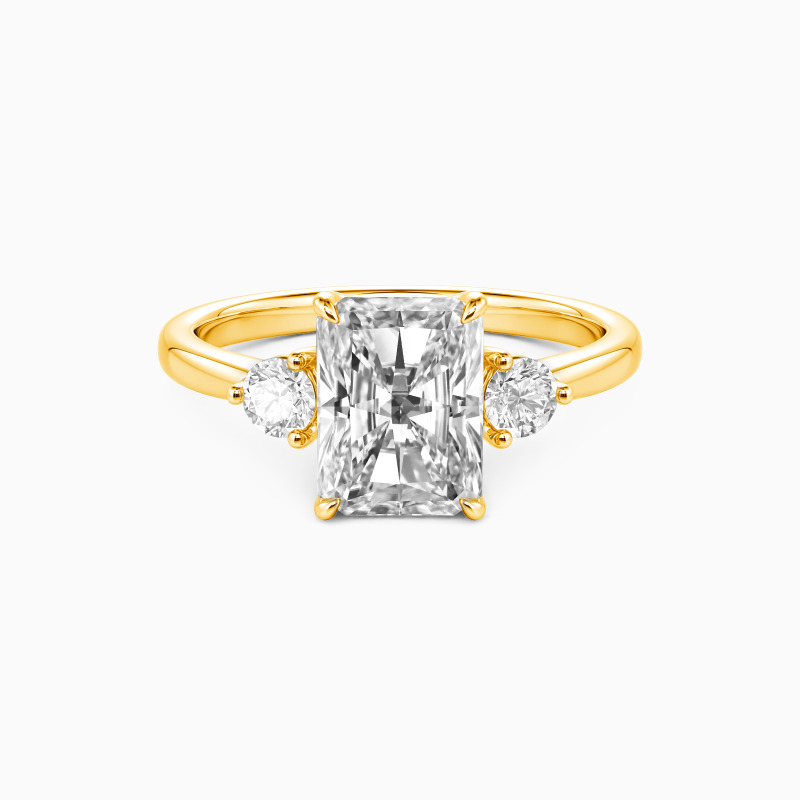 "Every Moment with You" Radiant Cut Three Stone Engagement Ring