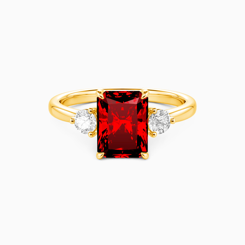 "Every Moment with You" Radiant Cut Three Stone Engagement Ring