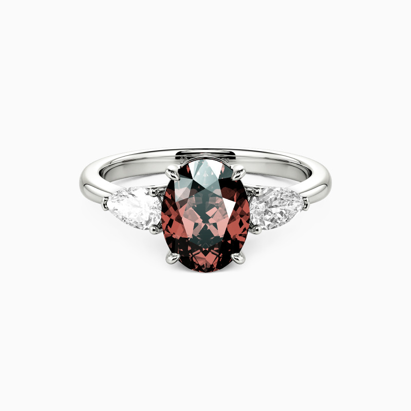 "The Flourishing" Oval Cut Three Stone Engagement Ring