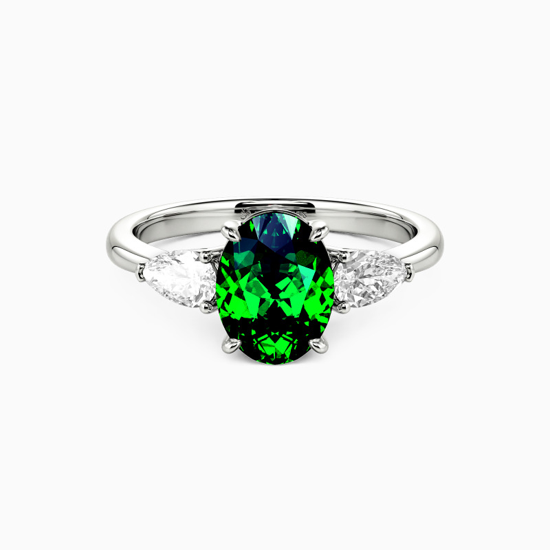 "The Flourishing" Oval Cut Three Stone Engagement Ring
