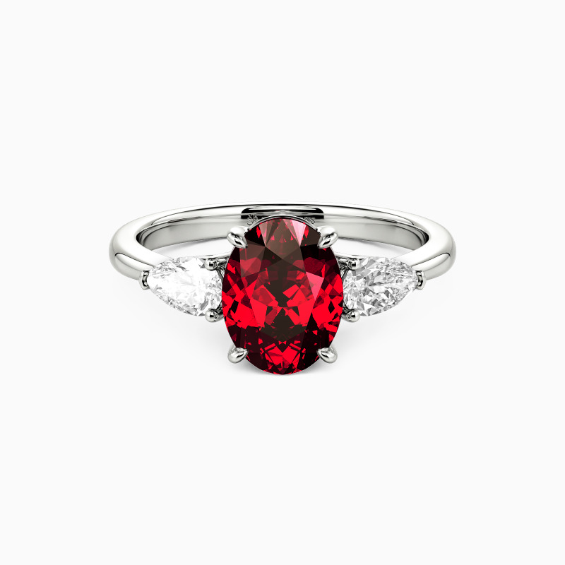 "The Flourishing" Oval Cut Three Stone Engagement Ring