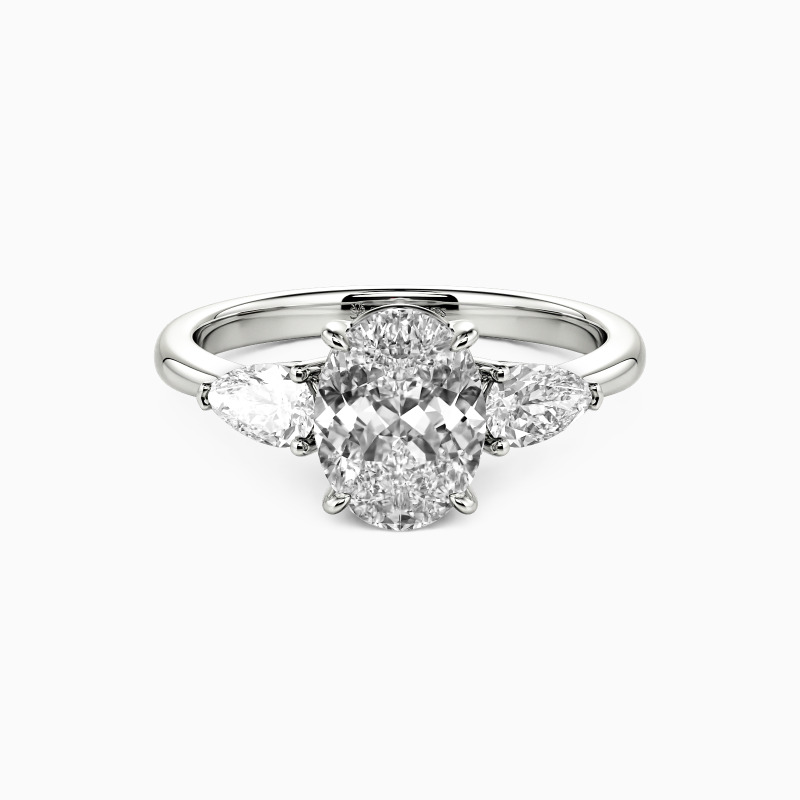 "The Flourishing" Oval Cut Three Stone Engagement Ring