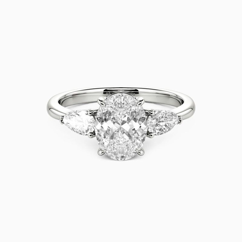 "The Flourishing" Oval Cut Three Stone Engagement Ring