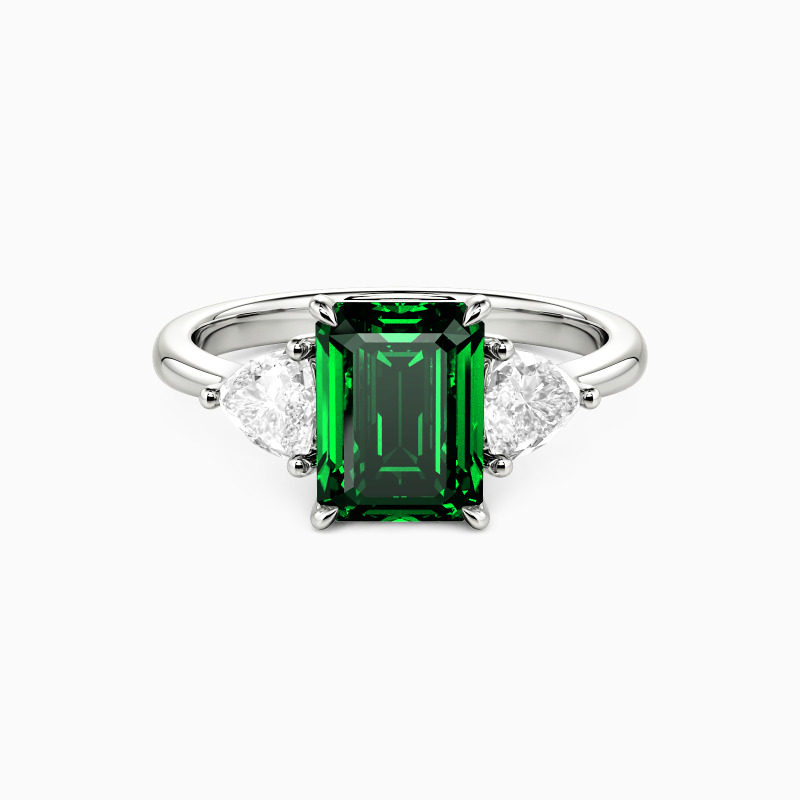 "Through the Ages" Emerald Cut Three Stone Engagement Ring