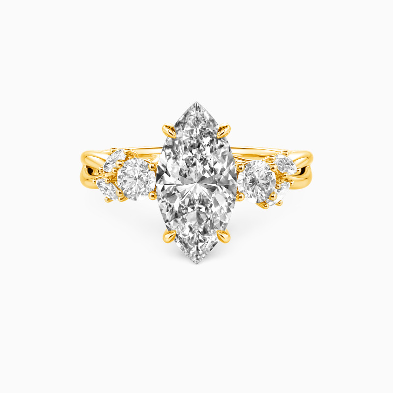 "Brier" Marquise Cut Three Stone Engagement Ring