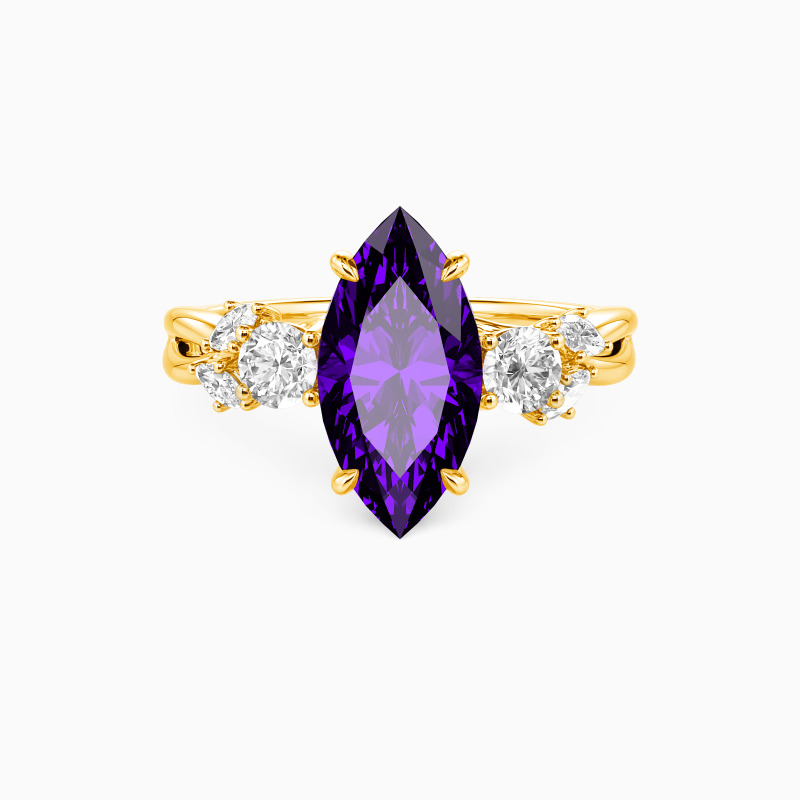 "Brier" Marquise Cut Three Stone Engagement Ring