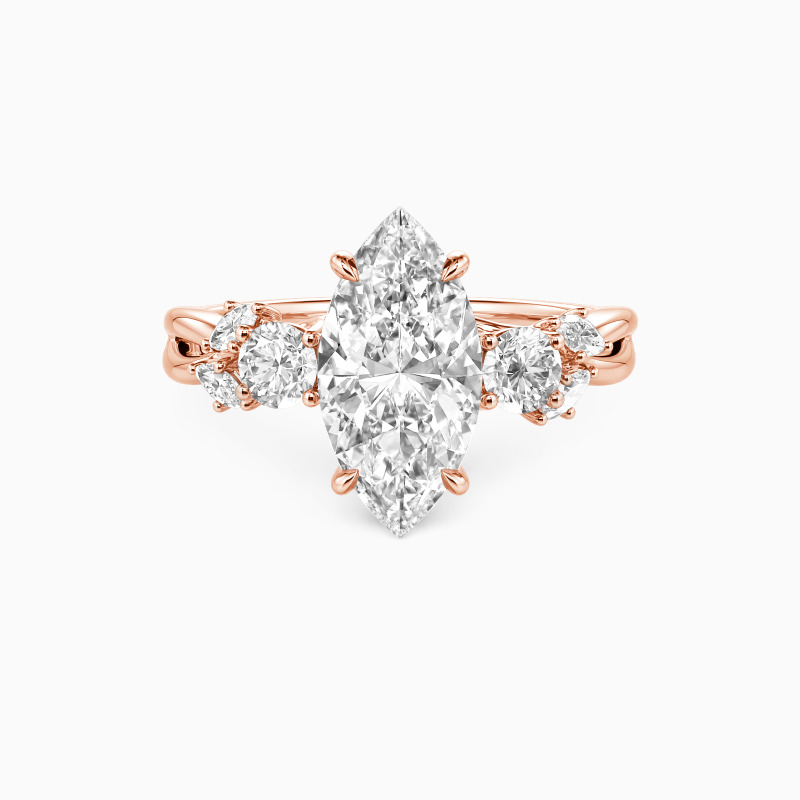 "Brier" Marquise Cut Three Stone Engagement Ring