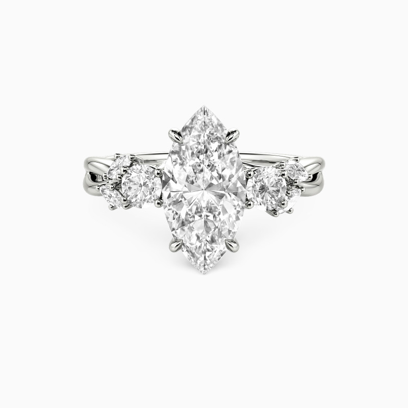 "Brier" Marquise Cut Three Stone Engagement Ring