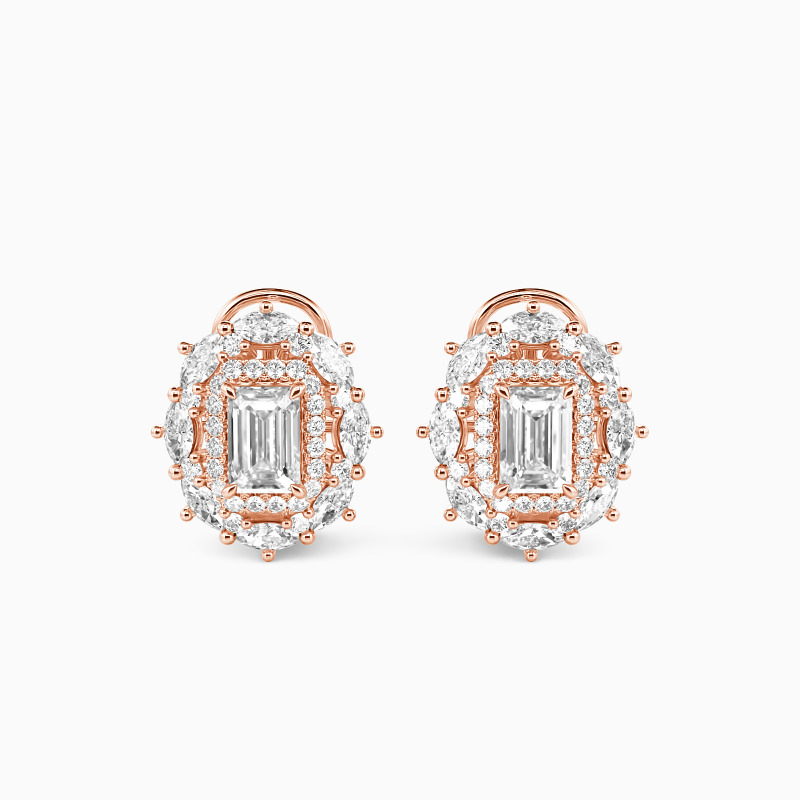 "Best for You" Emerald Cut Cluster Stud Earrings