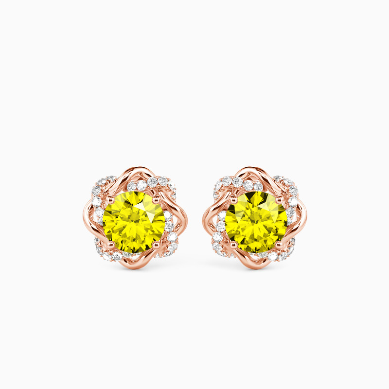 "My Beloved" Round Cut Floral Stud Earrings