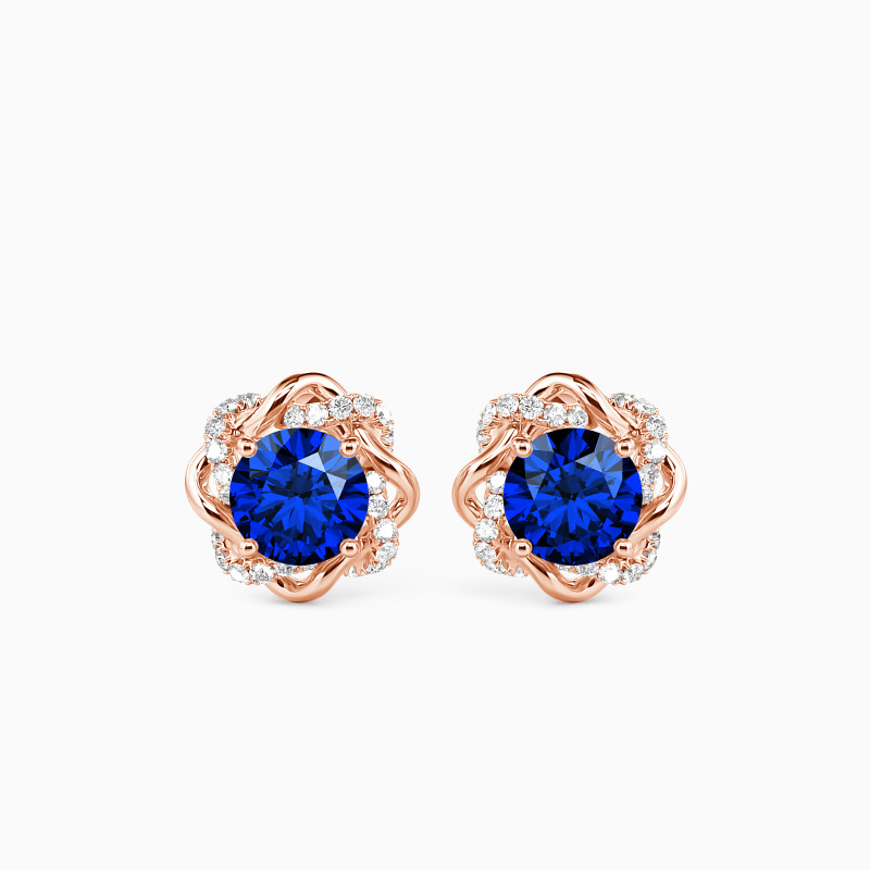 "My Beloved" Round Cut Floral Stud Earrings
