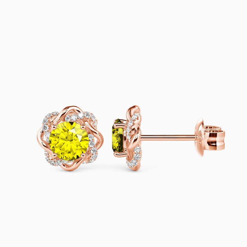 "My Beloved" Round Cut Floral Stud Earrings