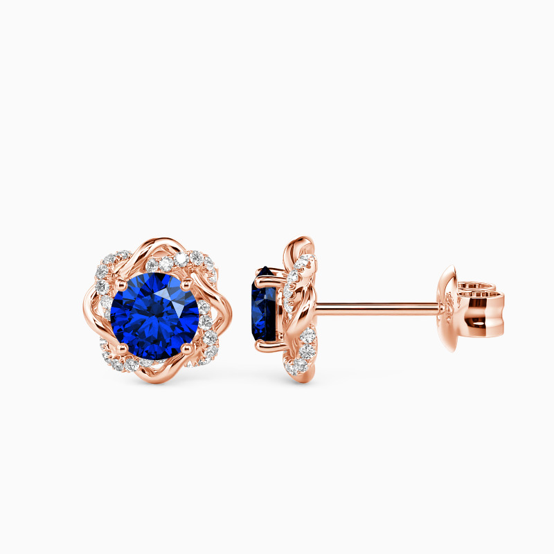 "My Beloved" Round Cut Floral Stud Earrings