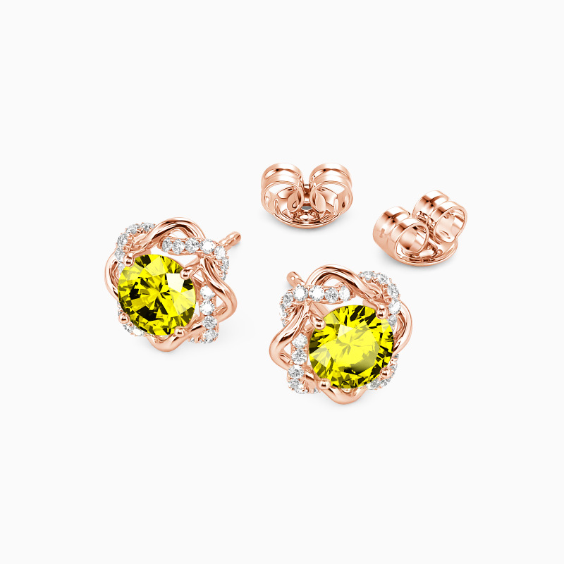 "My Beloved" Round Cut Floral Stud Earrings