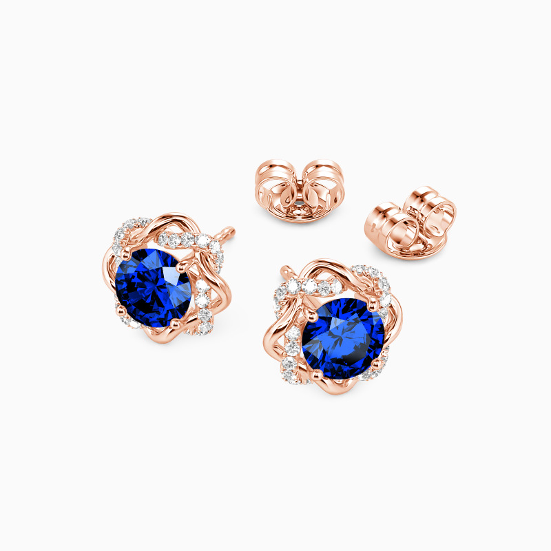 "My Beloved" Round Cut Floral Stud Earrings